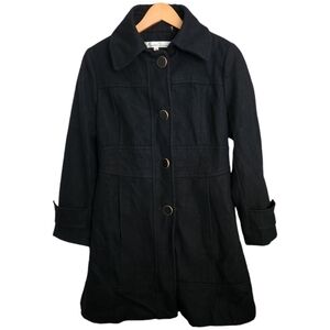 Kenneth Cole New York Womens 8 Black Wool Blend Walker Coat